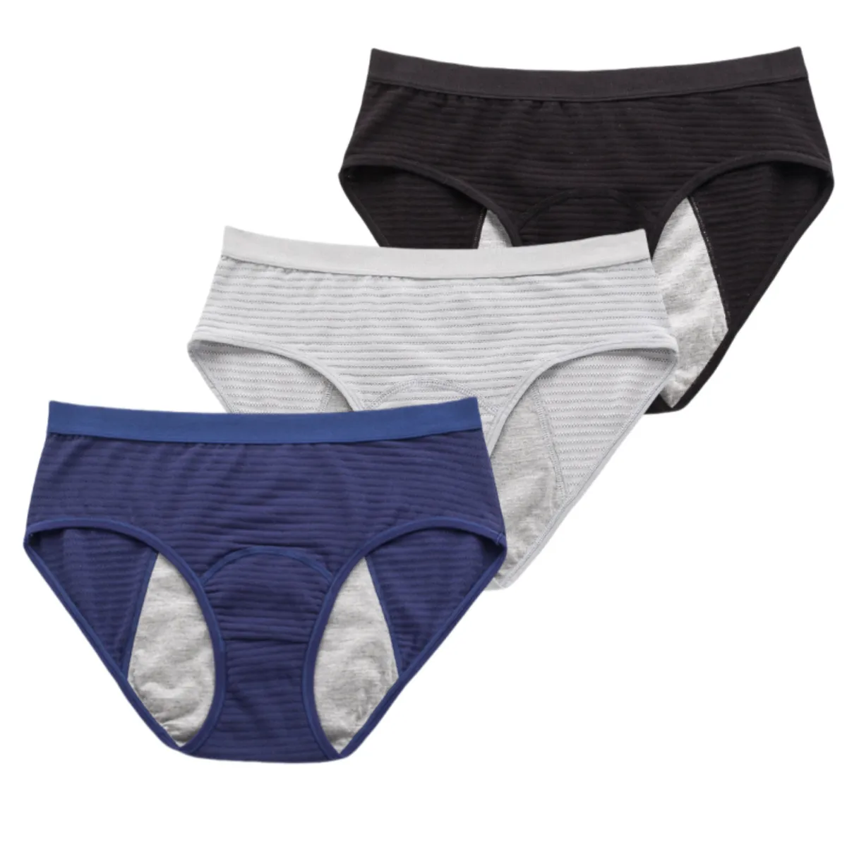 3 Pack Women Menstrual Panties Leakproof Period Underwear Soft Panties
