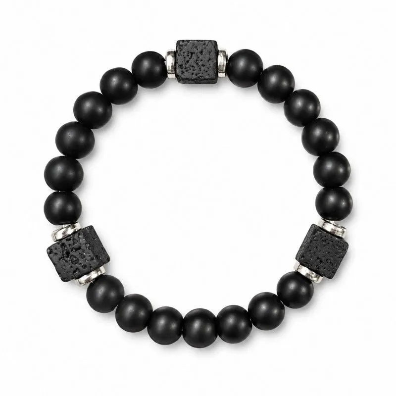 Natural Stone Bead Bracelet, Tiger's Eye And Amethyst Energy Bracelet - Black