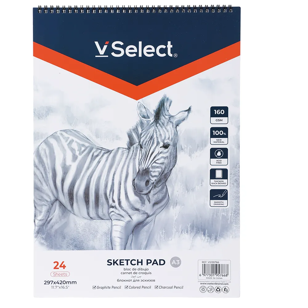 VSelect - Spiral Bound Sketchbook Pad, Heavyweight Paper, 3-Size Choice - A3(297x420mm)