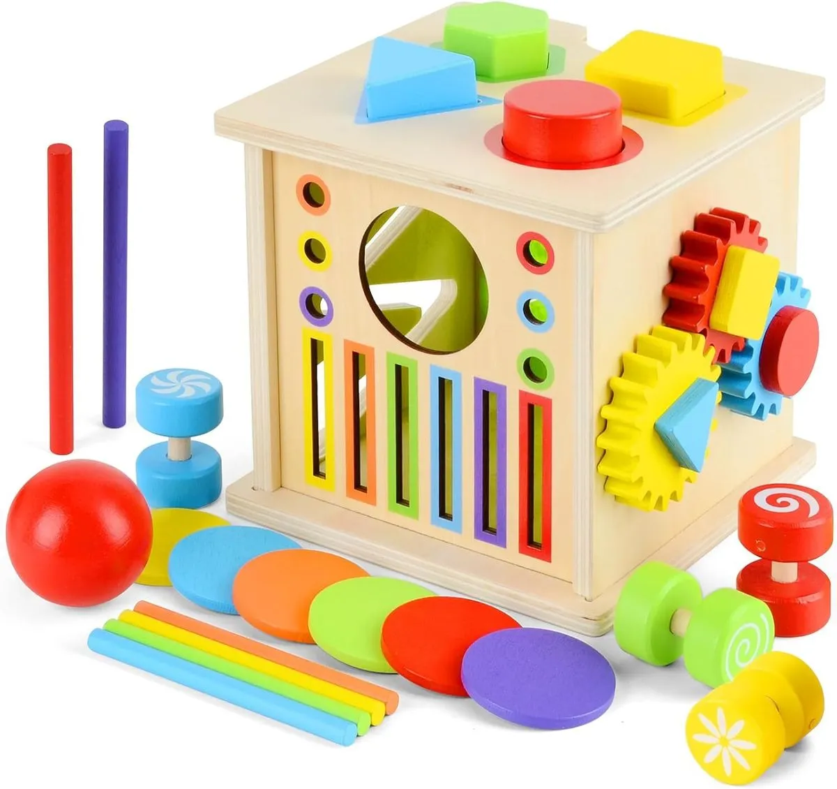 Montessori Wooden Toy from 1 2 Years, Motor Skills Toy, Colour Sorting Game