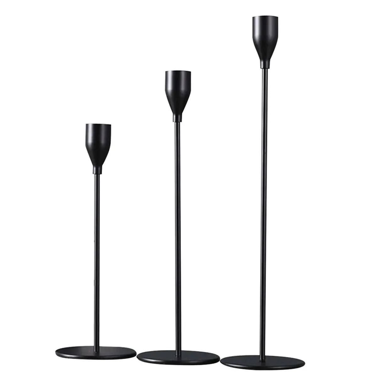 Candle Holders Matte Taper 3 Pack - Black