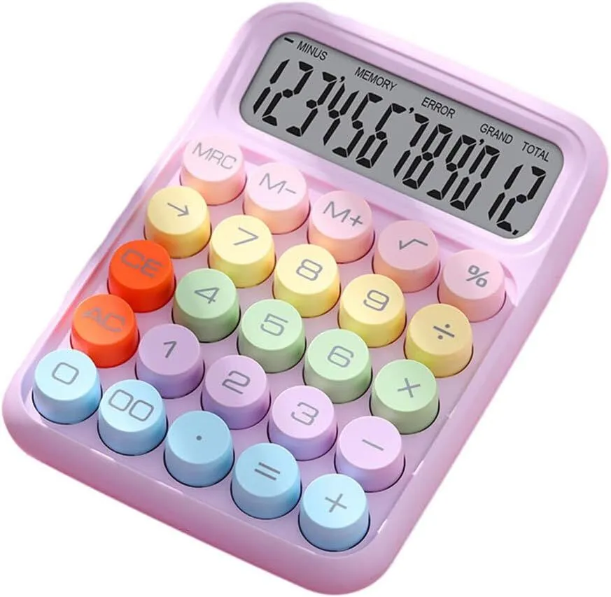 YB Sparkle -12-Digit Mechanical Button Office Calculator - Lilac Purple