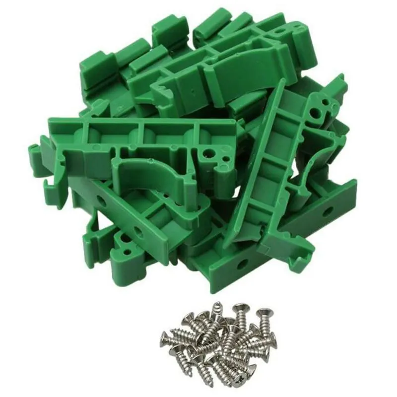 10Pcs DRG-01 Brackets Screws Green for DIN 35 Mounting Rails Adapter
