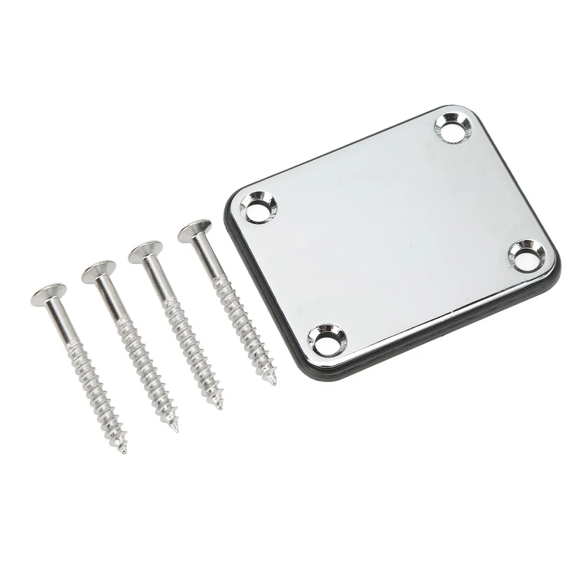 Metal Guitar Neck Plate 4 Holes Square Mounting for Electric Bass Silver