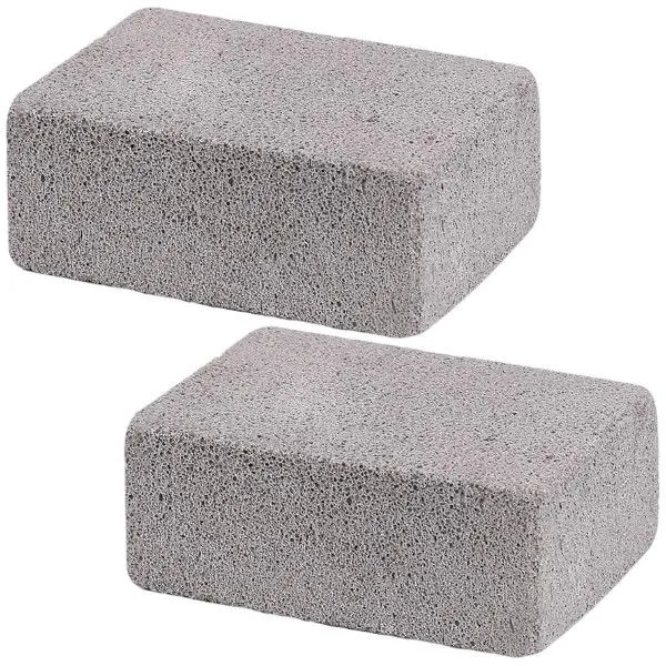 2 Piece - Grease-Resistant Grill Cleaner Bricks - Grey