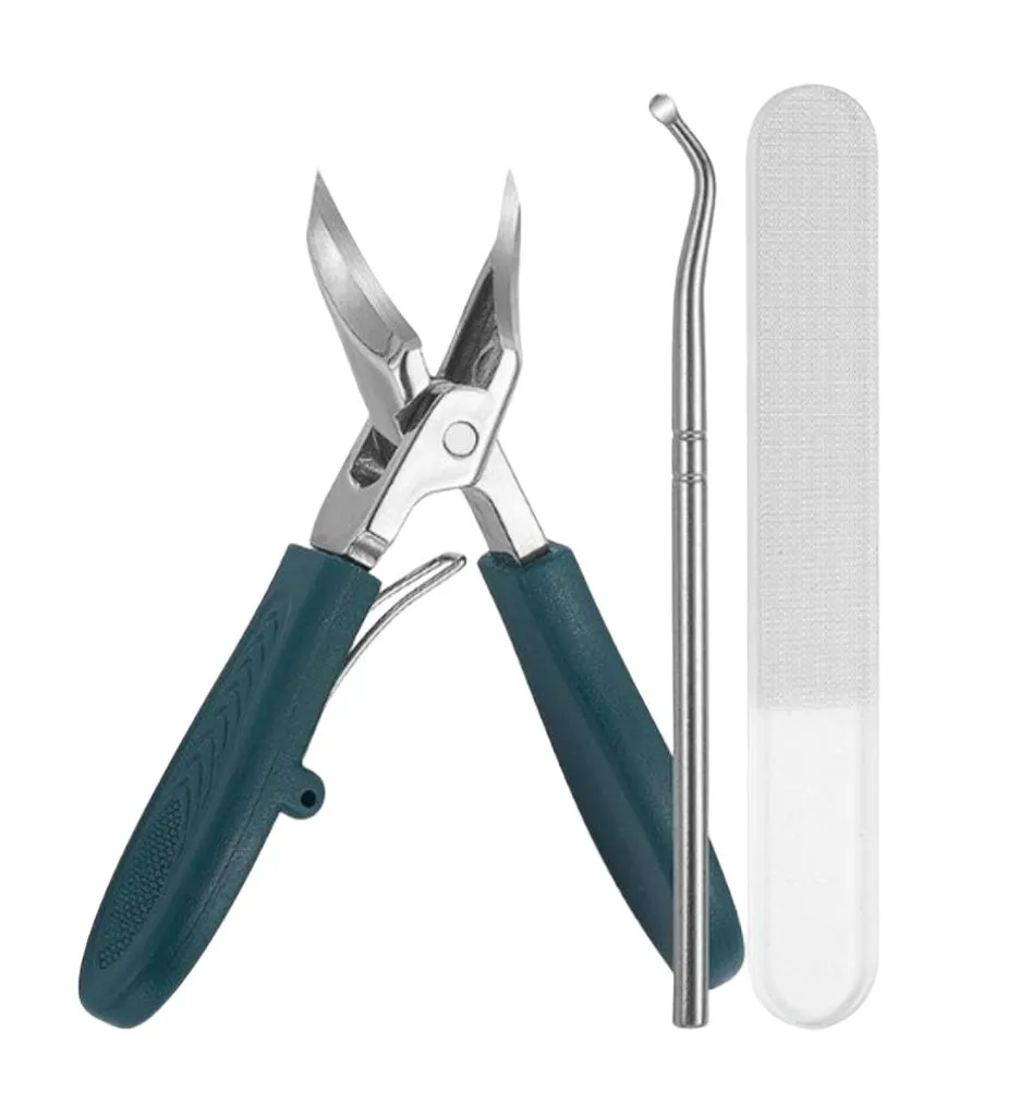 Large Open Thin Angled Nail Clipper Set - Green Daily Use