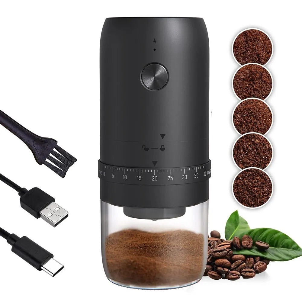 thl Portable Coffee Grinder - 40 Grind Settings, Ceramic Burrs & 35g Hopper - Black