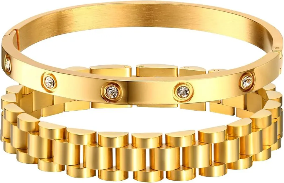 Women Thick Link Bracelet, Adjustable Watch Band Chain Wristband Jewelry