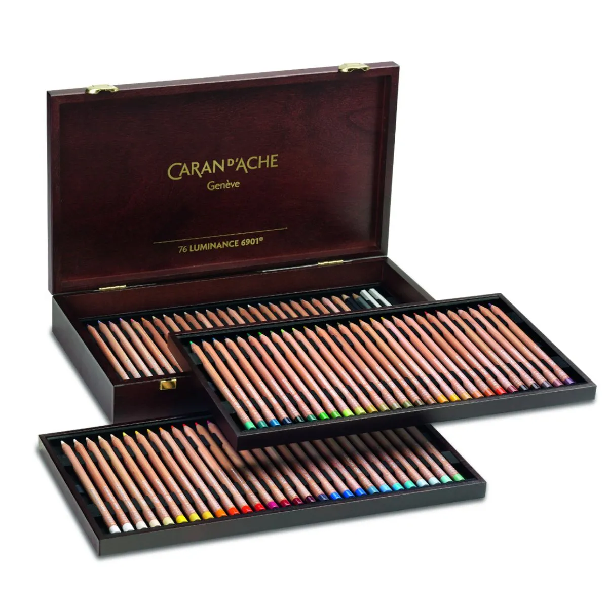 Caran D'Ache Luminance 6901 coloured pencils, 80 pencil wooden box set