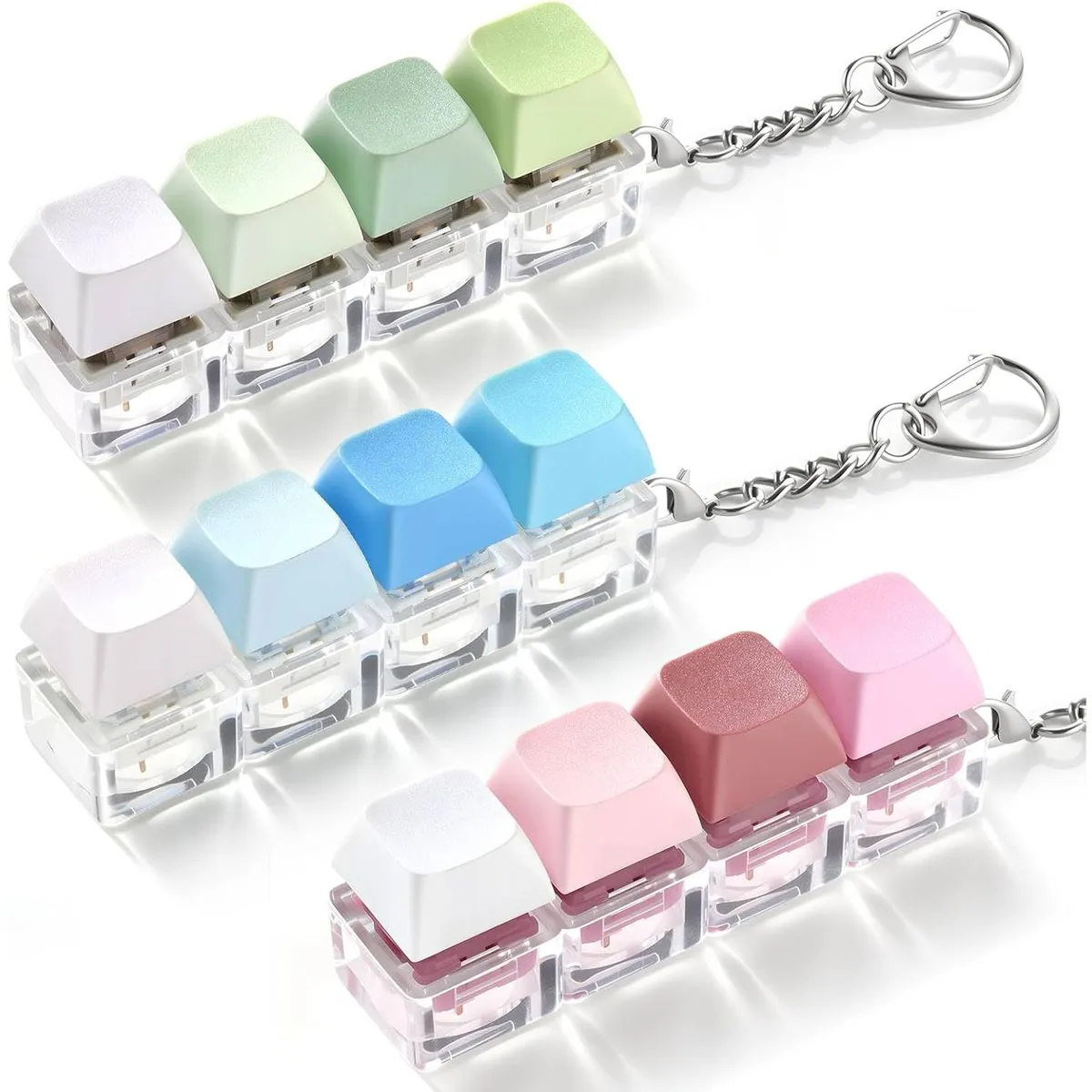 3 Pack Keyboard Fidget Toy Clickers - Stress Relief Keychain Fidget Toys
