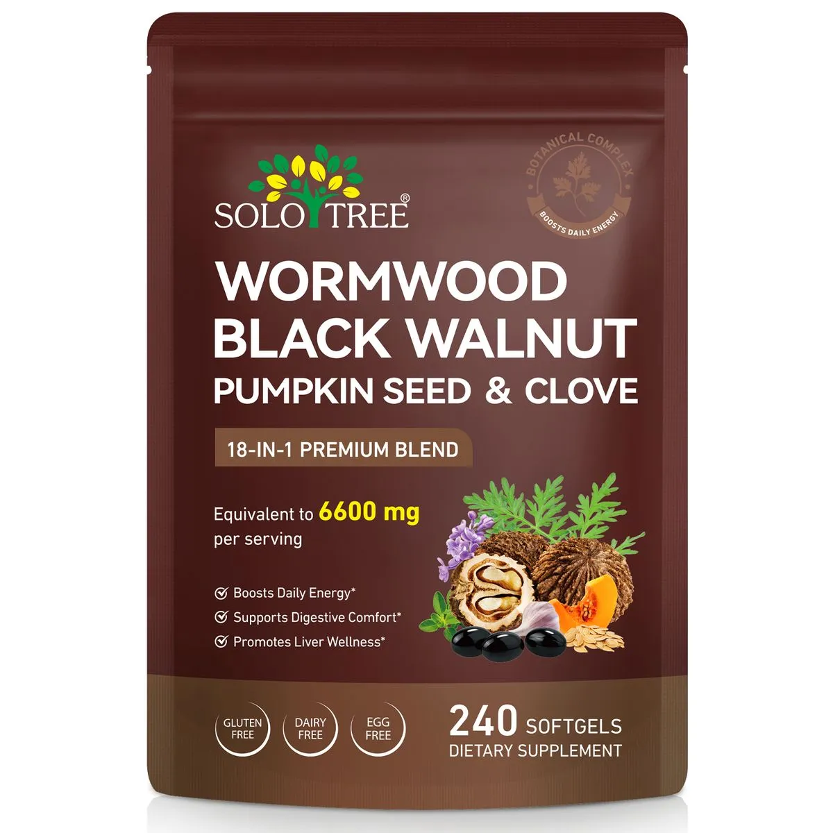 SoloTree Black Walnut & Wormwood Softgels 240P