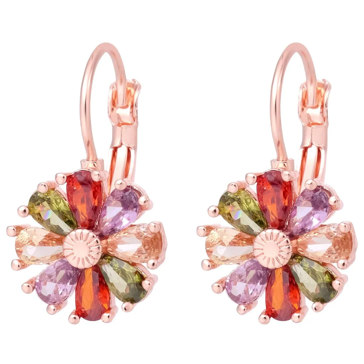 Birthstone Earrings, Vintage Floral Earrings for Women - Pink