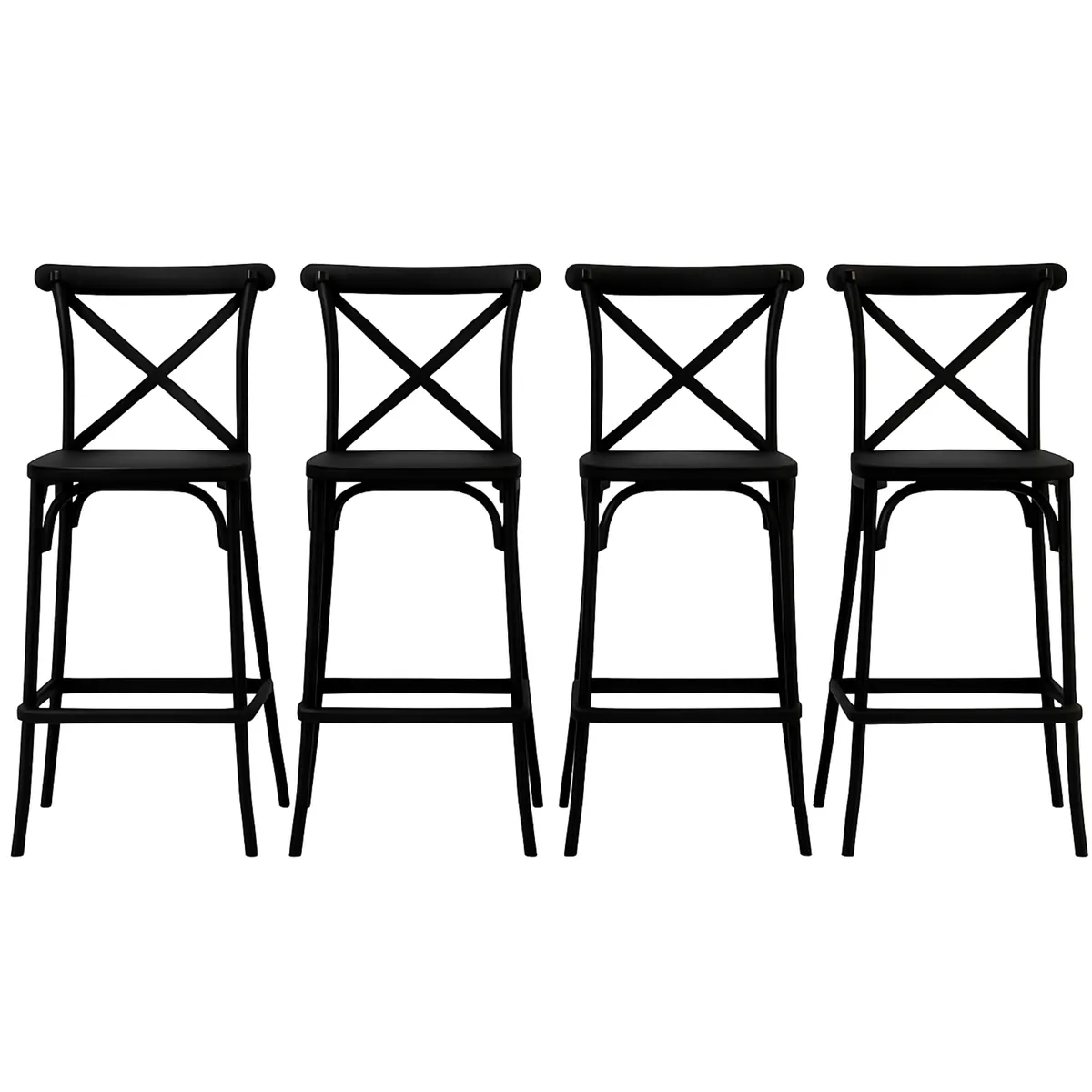 Modern Vintage Cross Bar Stool Set - 4 Pieces Outdoor Garden Chairs