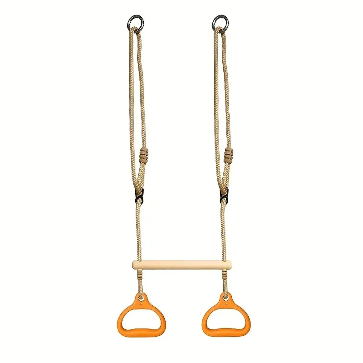 Kids Hanging Bar, Adjustable Trapeze Swing with Gymnastic Rings