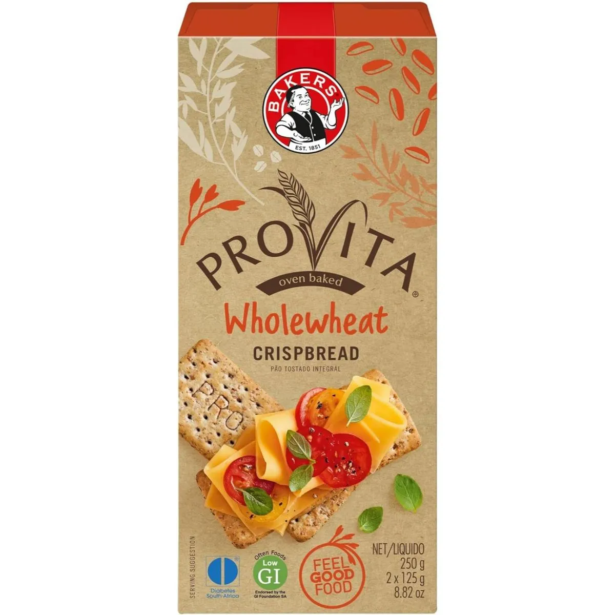 Provita Crispbread 250 g - Pack of 12, Wholegrain Healthy Snack