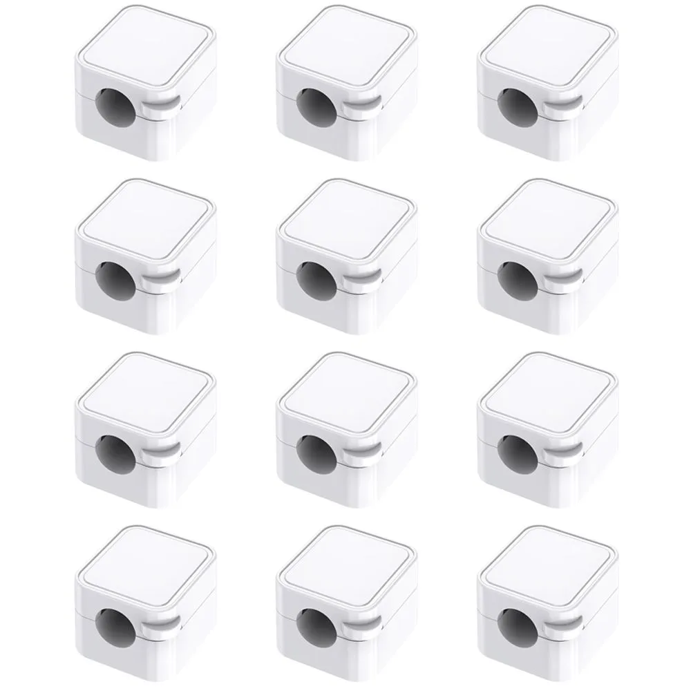 12 Pieces Magnetic Cable Clips, Self Adhesive Cord Holder for Desk - White