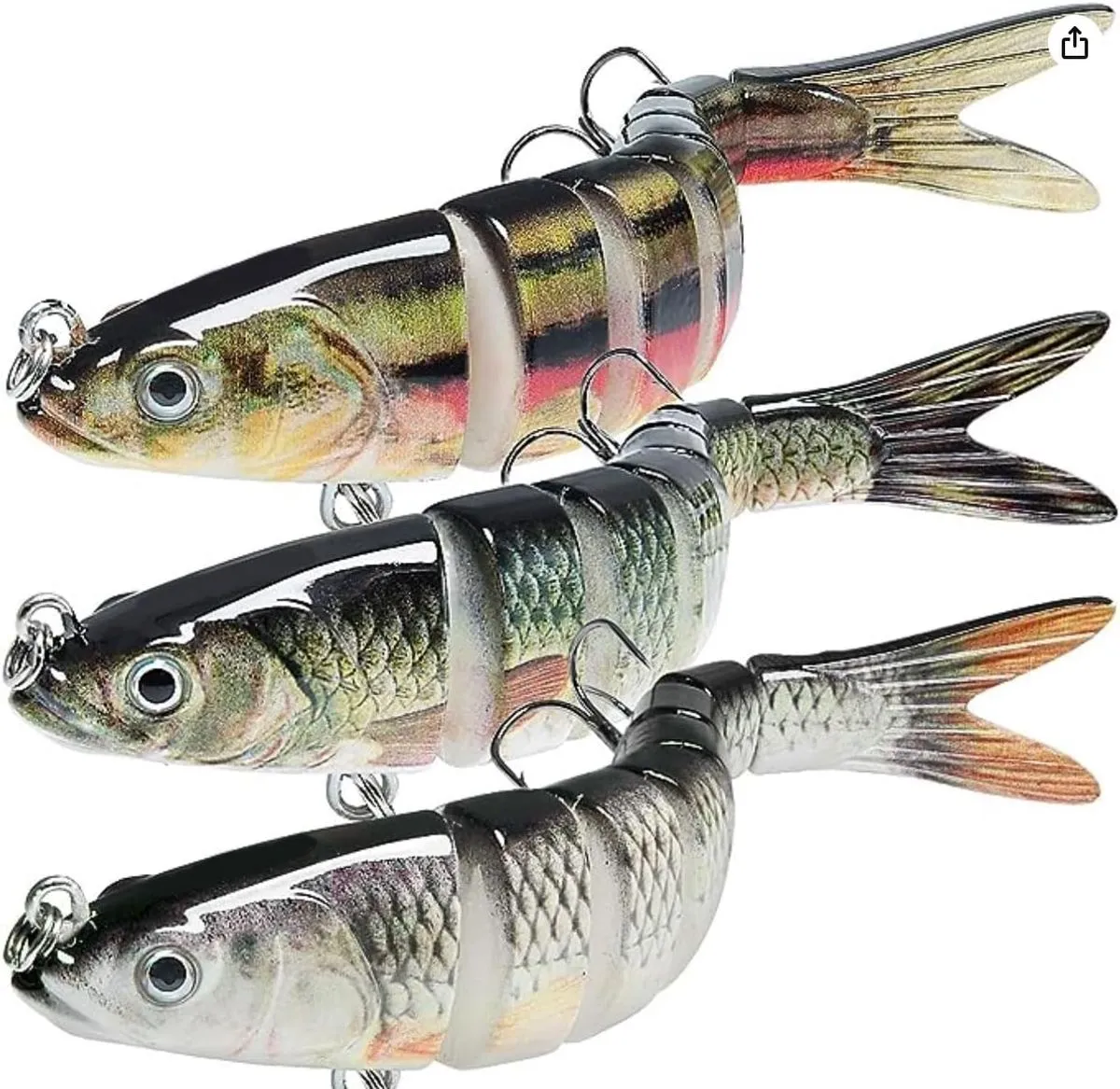 3 Piece Fishing Lures for Bass Trout Multi Jointed Swimbaits Slow Sinking Lures