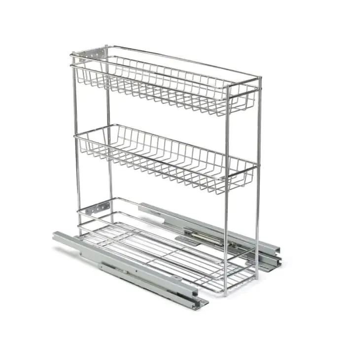 3 Tier Base Mounted Pull Out Kitchen Utensil Rack 200 Unit,D470mm,H458mm
