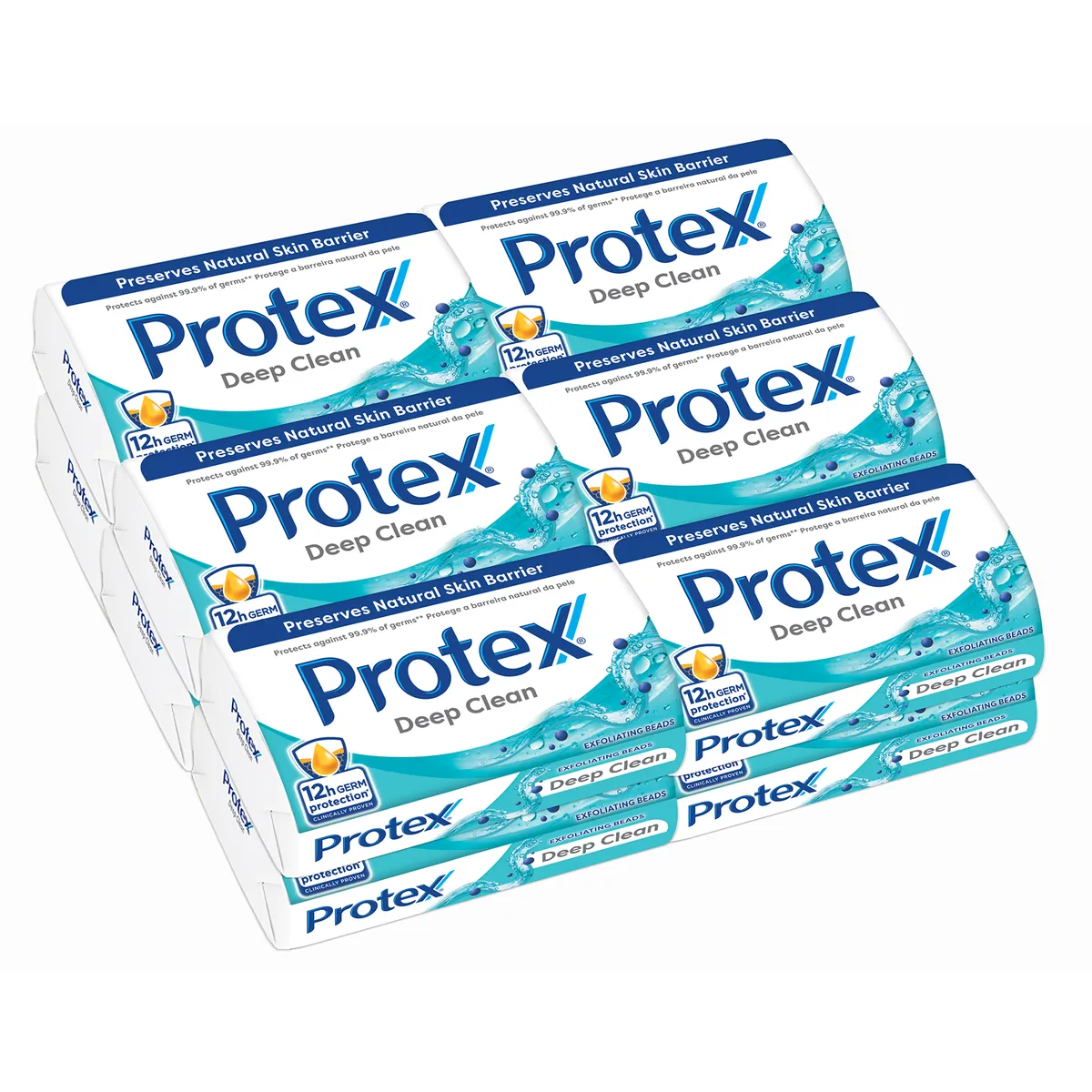 Protex Deep Clean Antigerm Bar Soap 12h Germ Protection, 12 x 175g