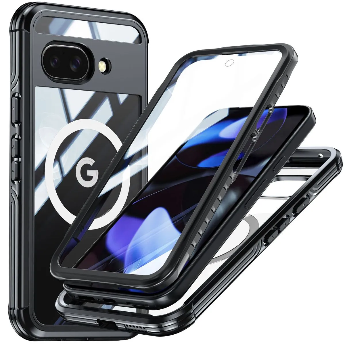 Magnetic Full Body Protection Phone Case Compatible With Google Pixel 9A - Black