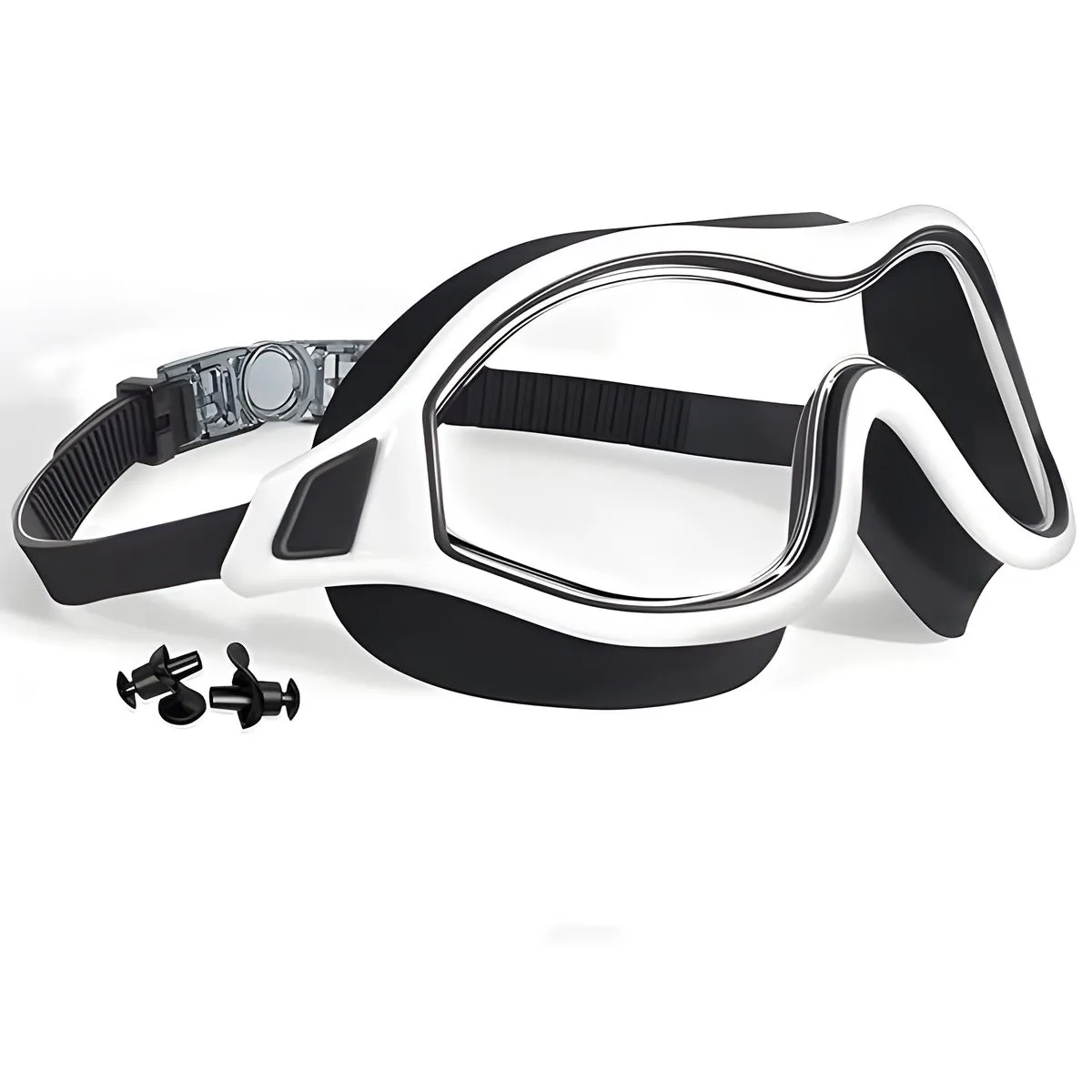 Anti-Fog Large Frame Swim Goggles High-Definition UV Protection Comfortable - Black