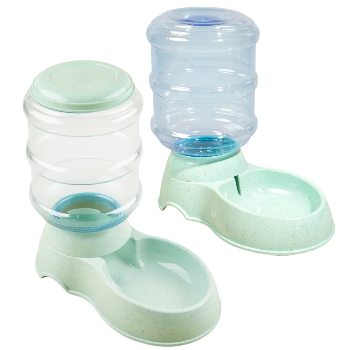 2 Pack Pet Feeder and Water Dispenser Self Feeding Dispenser for Dogs Cats - Green