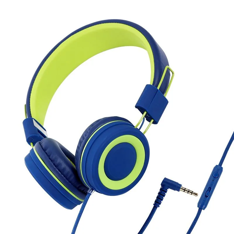 Blue Foldable On-Ear Headphones with 3.5mm Jack -Adjustable & Tangle-Free