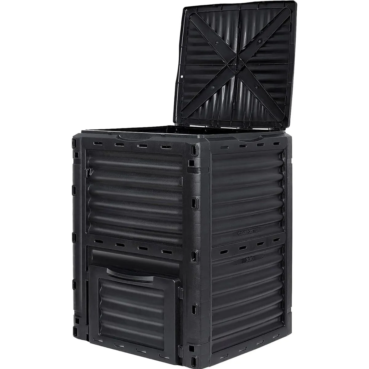 Garden Compost Bin from BPA Free Material -300L Large Compost Bin Black