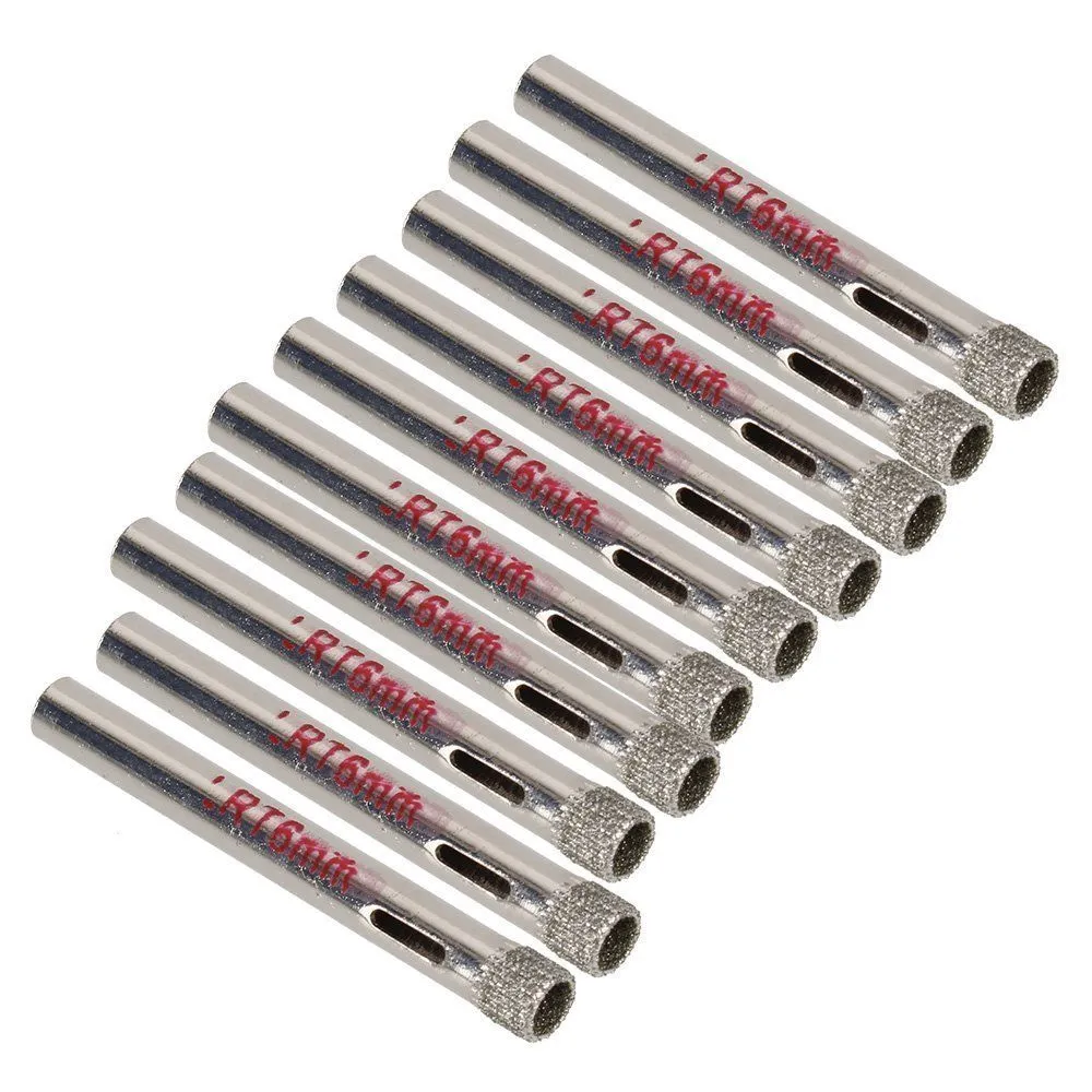 6 Mm Diameter Silver Diamond Coated Drills Tiles Compatible with None