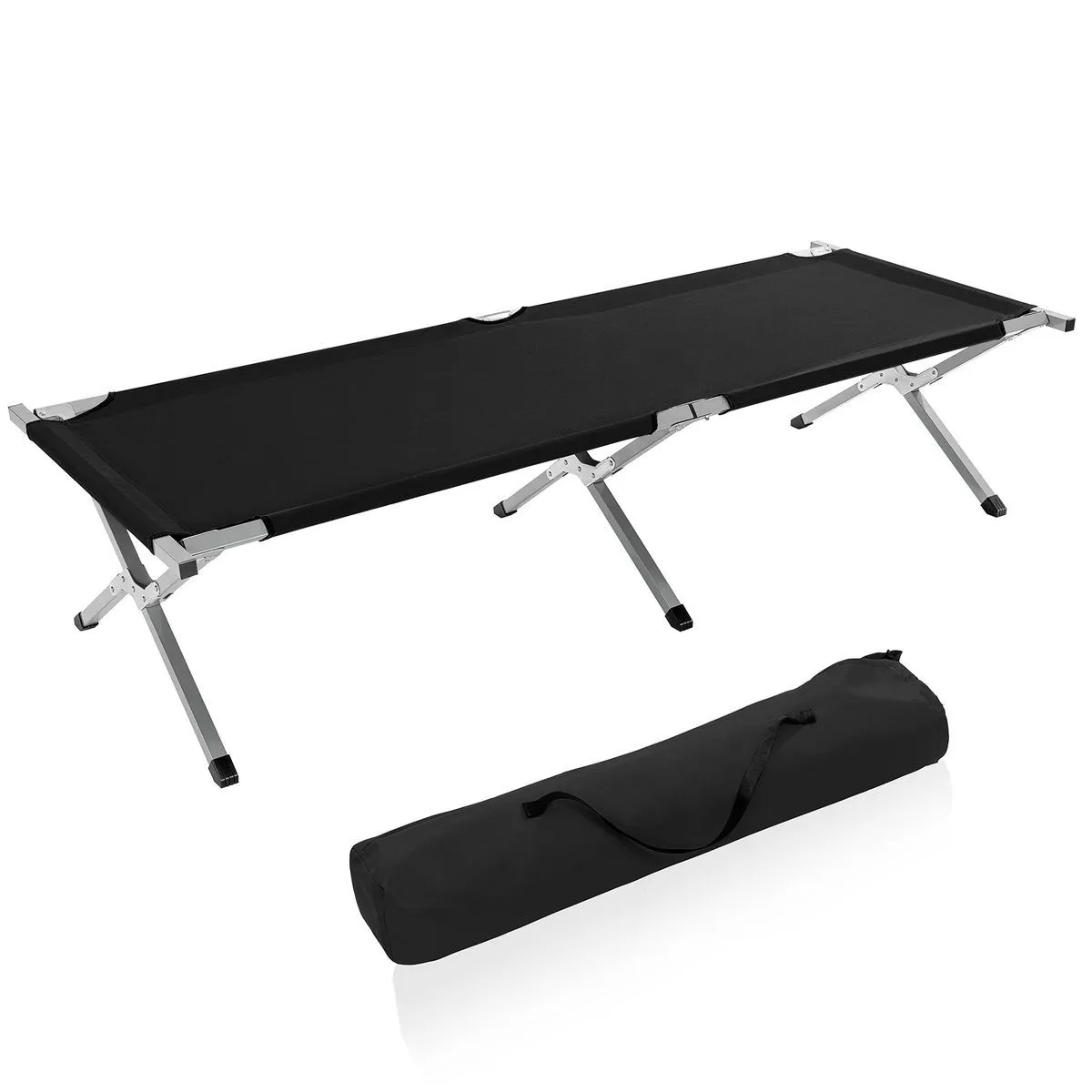 Portable Single Folding Camp Bed, Steel Frame Stretcher, Camping Bed