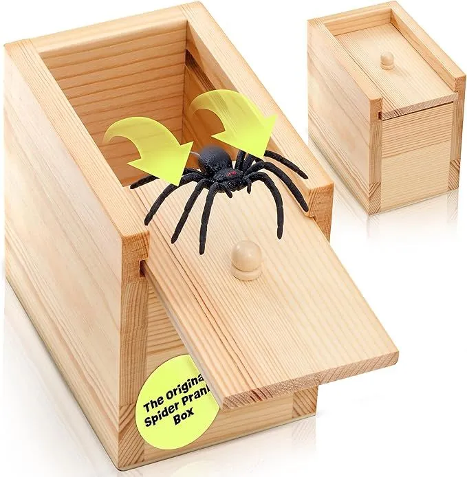 2Pcs Handcrafted Spider Prank Box, Pranks Stuff Toy for Adults & Kids