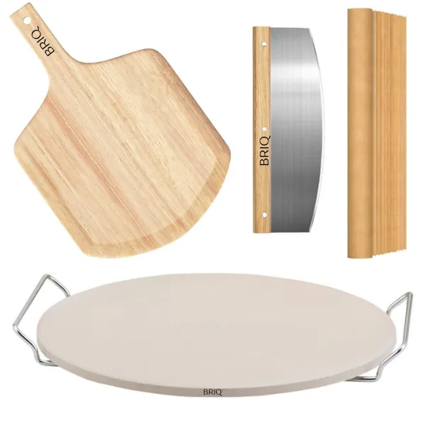 Pizza Tool Set - Stainless Steel Cutter, Stone & Board for Ovens & Braais