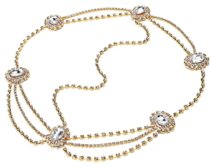 Wedding Hair Accessories - Boho Chain Headpiece with Rhinestone - Gold