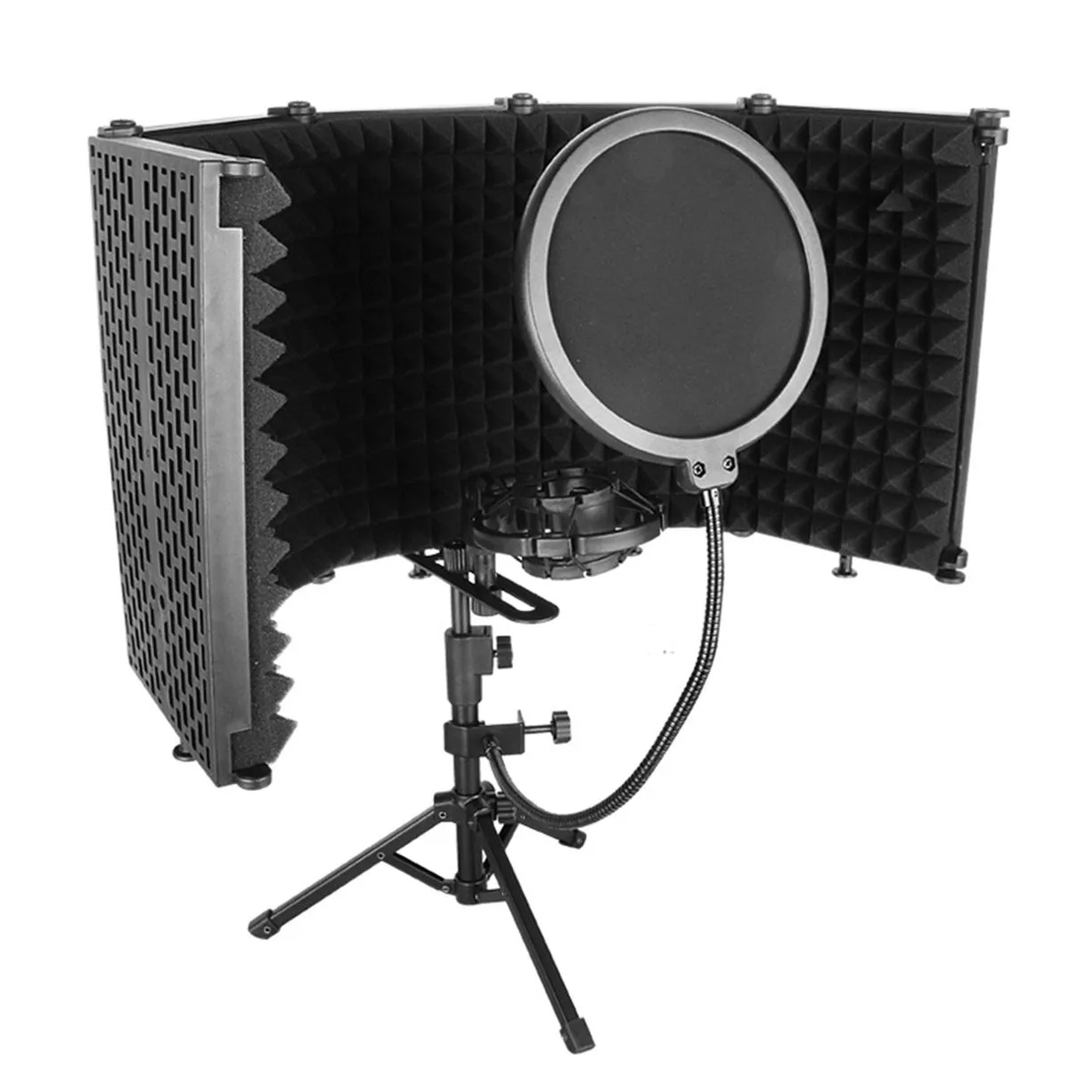 5-Panel Mic Isolation Shield - Studio Recording Noise Reduction