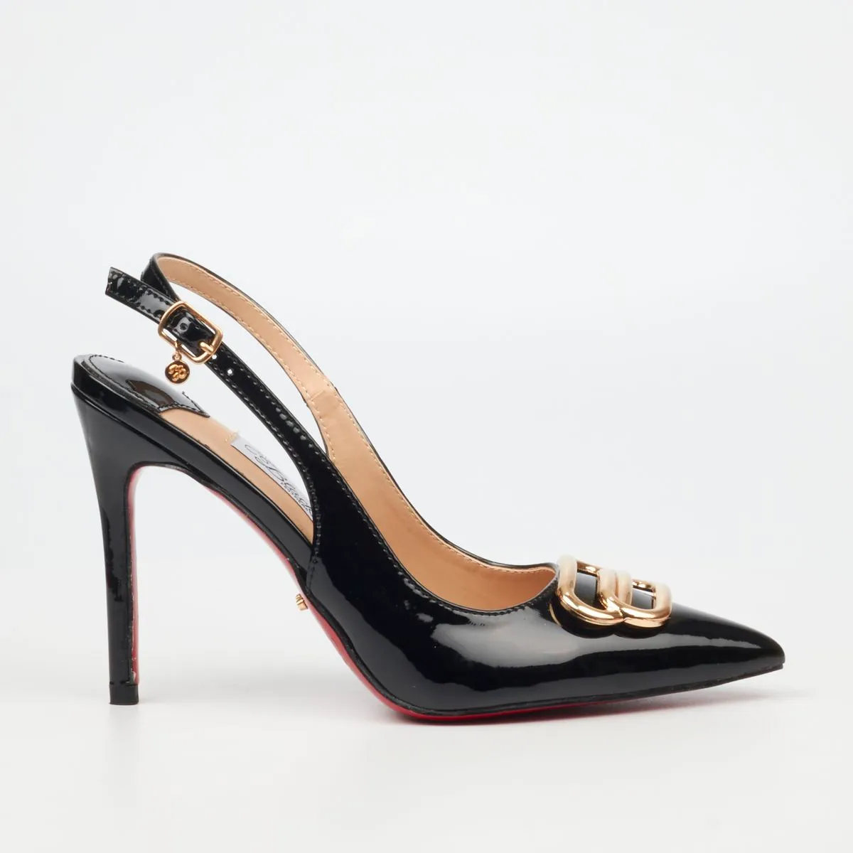 Miss Black Lola 57 Women Faux Patent Heel Courts - Black