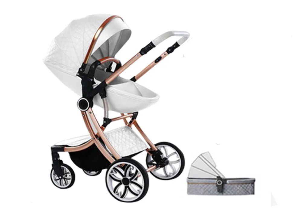 Luxury Egg Shell Strollers Baby Pram 2 in 1 White