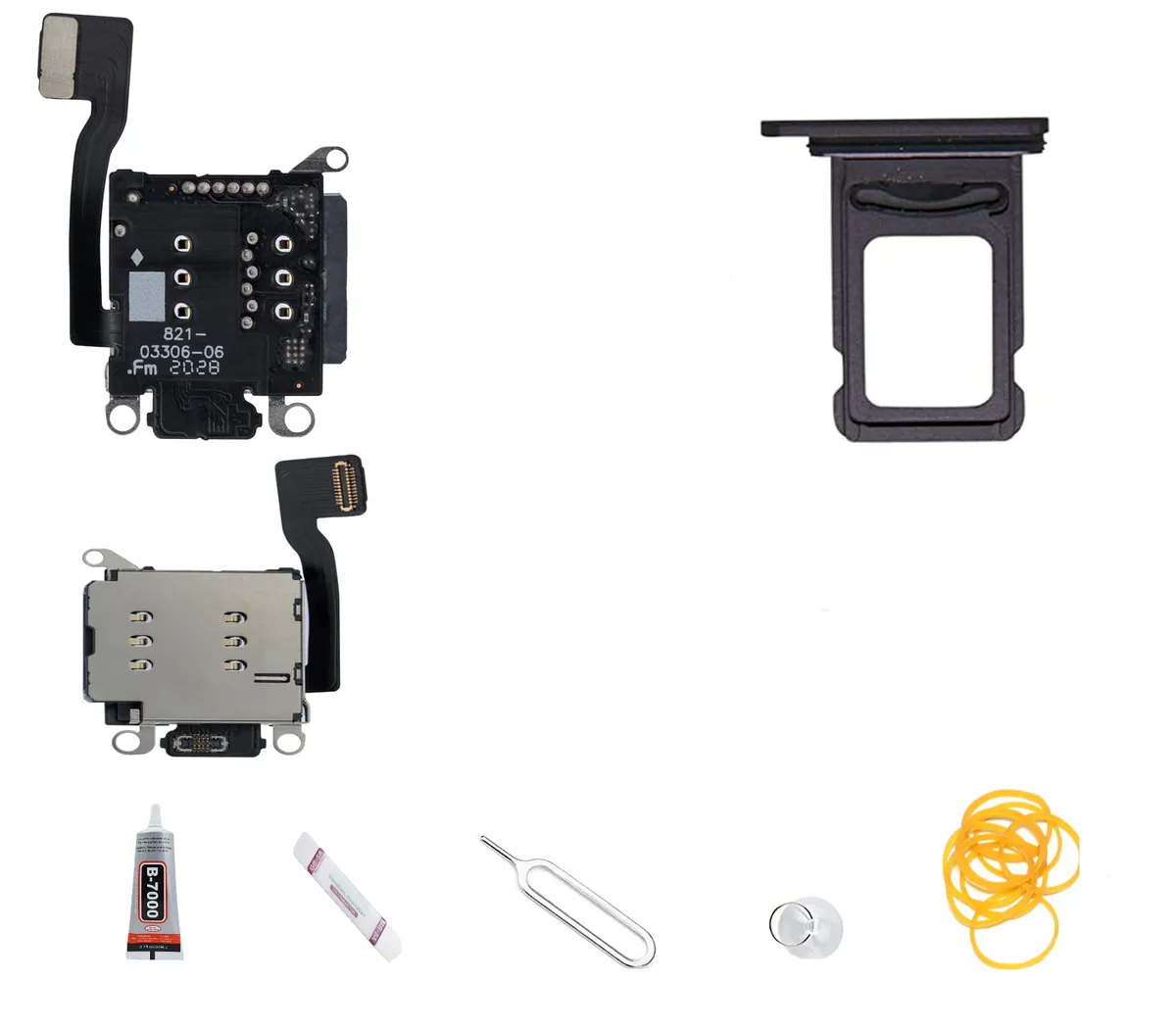 Dual Sim Reader & Dual Sim Card Tray for iPhone 13 with Tools - Black