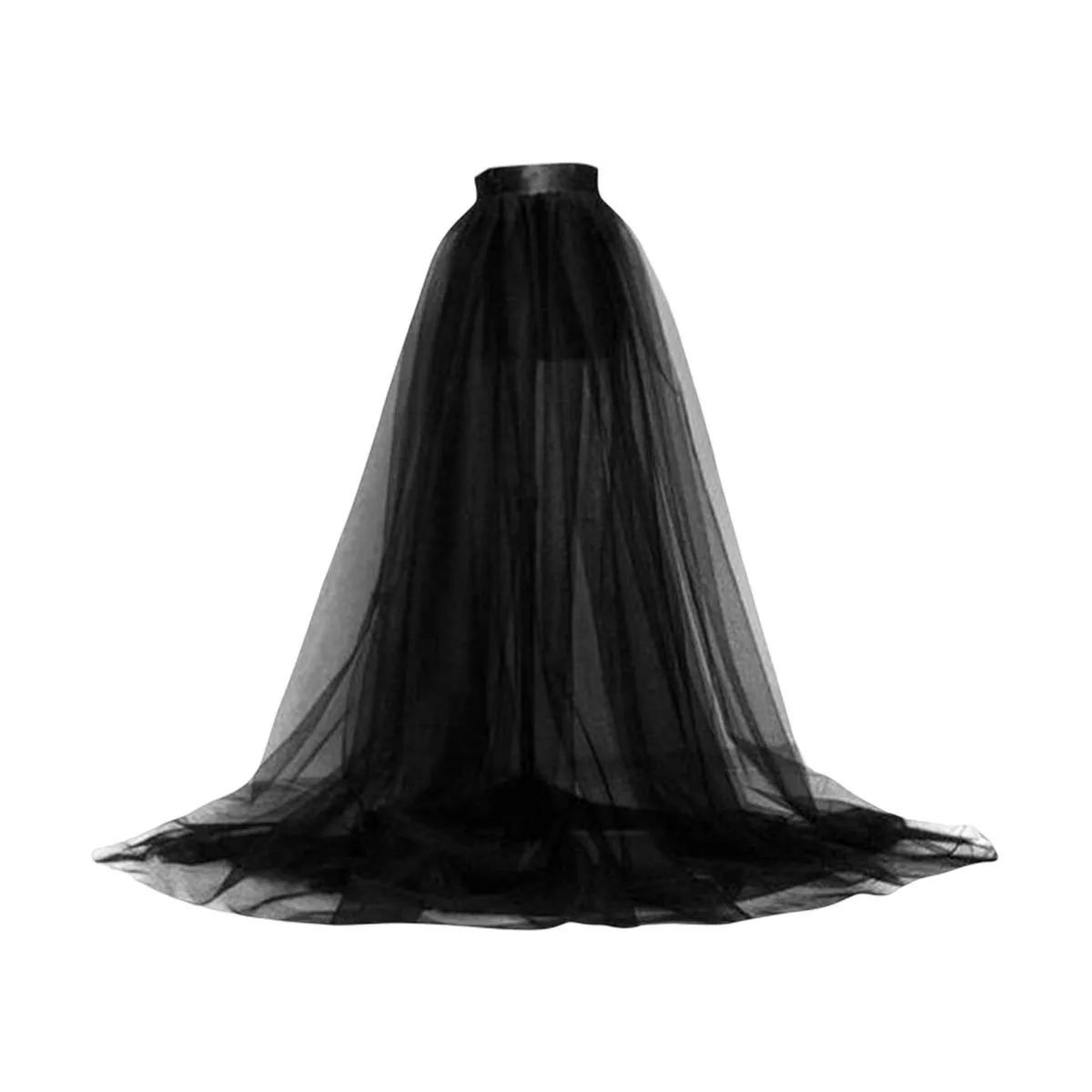 Sheer, See-Through Skirt With a Flowing Hem (dress) - Black