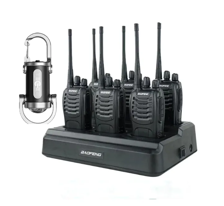 Expees - 6-Pack Rechargeable Long Range Walkie Talkies + Flashlight