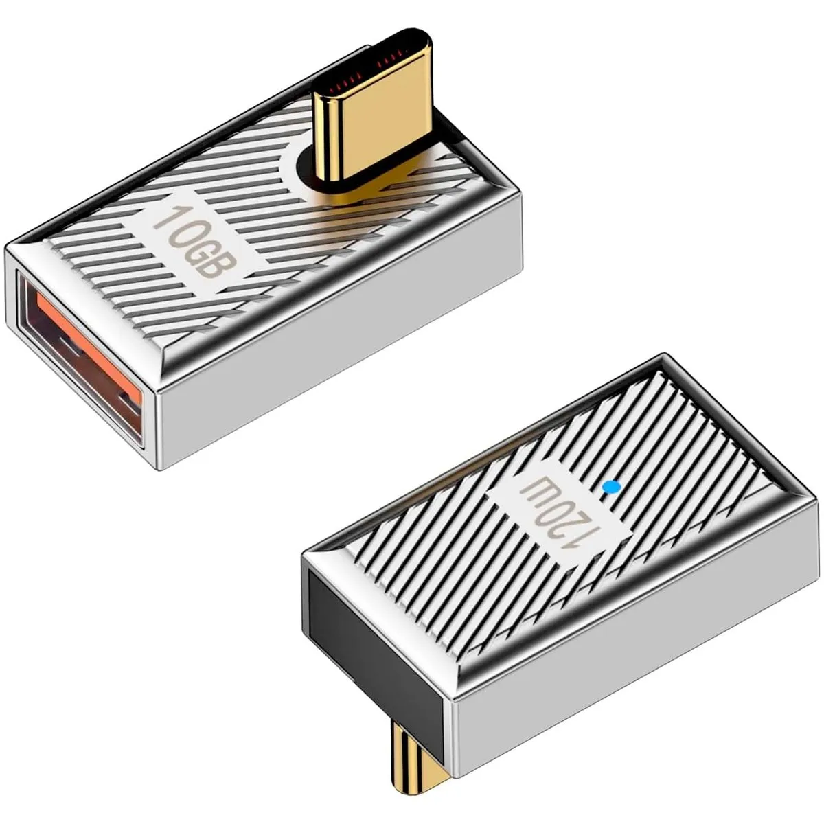 90 Degree USB C to USB A 3.1 Adapter 120W 10Gbps OTG Fast Charging Adapter