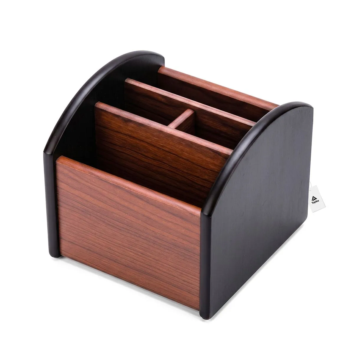 Topika - Remote Caddy For Table, TV Remote Caddy, Wooden Desk Organizer