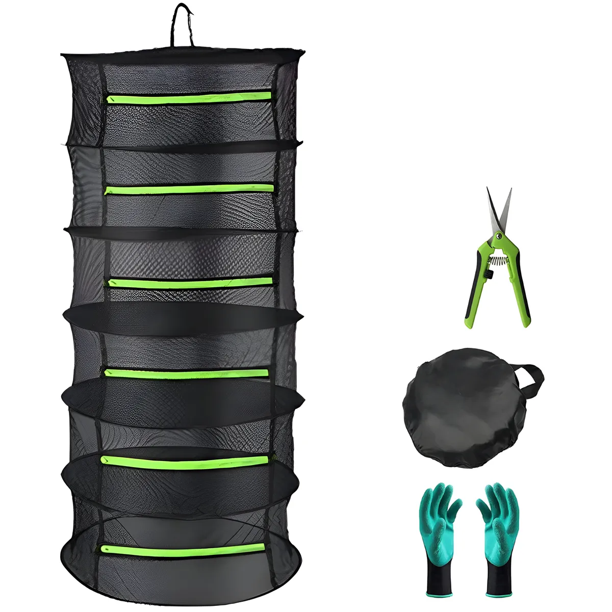 6/8 Layer Collapsible Mesh Hanging Drying Net Herb Drying Rack with Zipper - 6 Layer