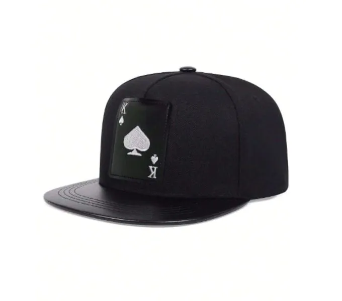 King of Spades with PU Leather Brim Flat Cap