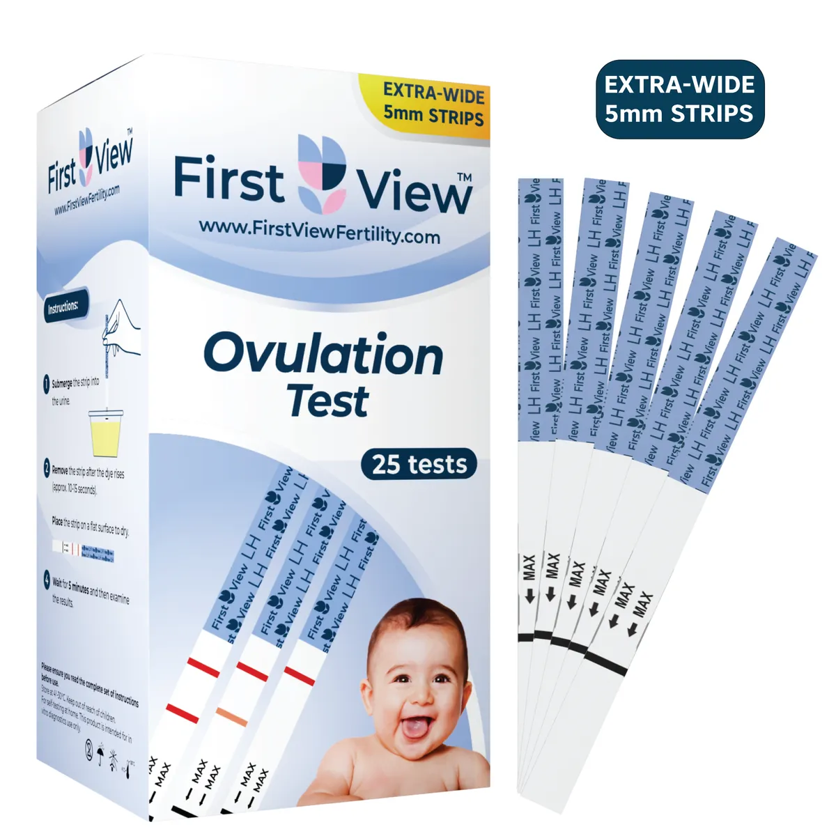 FirstView 5mm Extra-Wide Ovulation Test Strips - 25 Tests