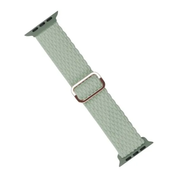 Adjustable Elastic Braided Smartwatch Strap - Sage Green - 38/40/41m
