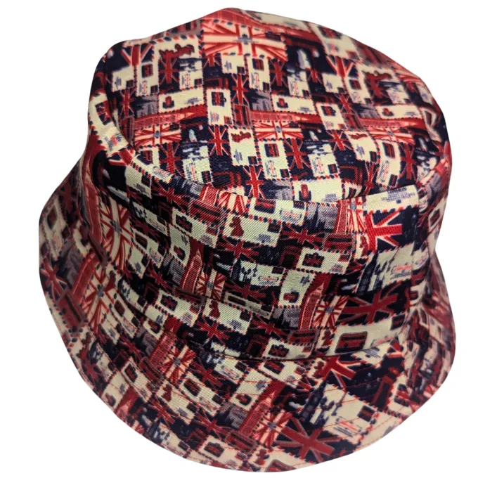 UK Flag Postage Stamps Reversible Bucket hat