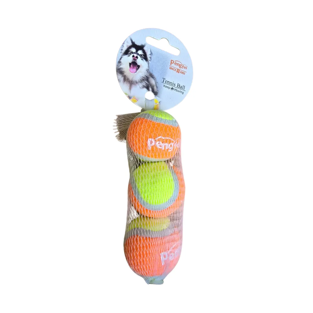 Pet Fetch Tennis Ball (Small) 3.8cm Non Squeak - Pack 3