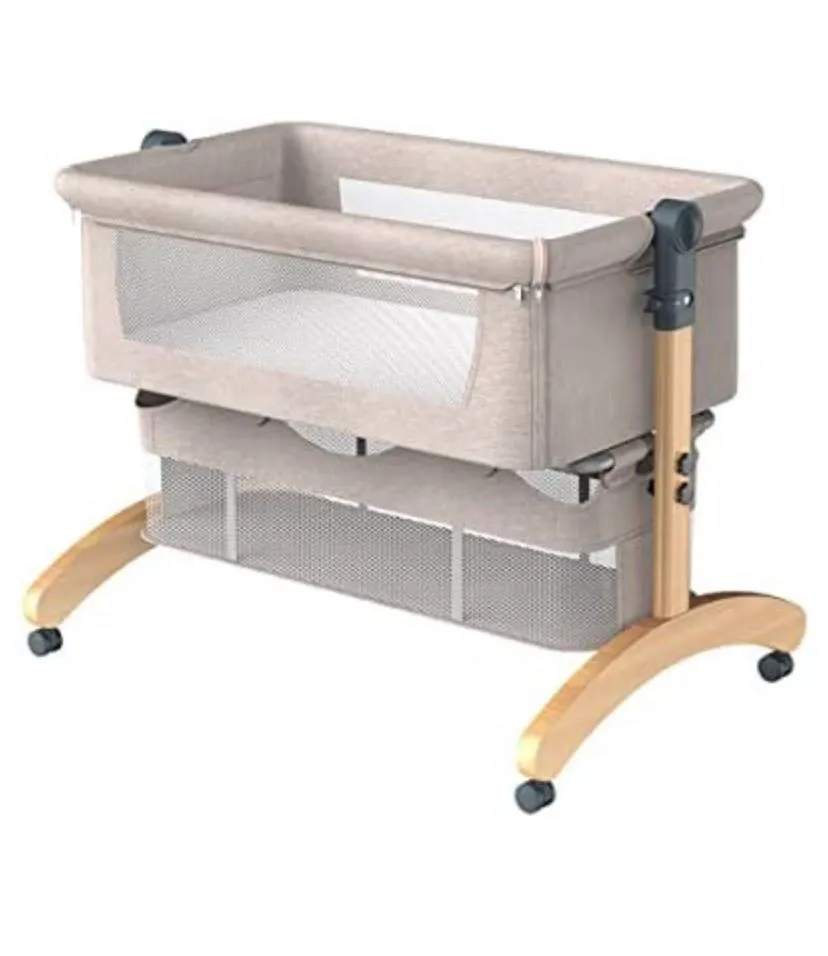 Co-Sleeping Bedside Bassinet With Wooden Legs - Brown