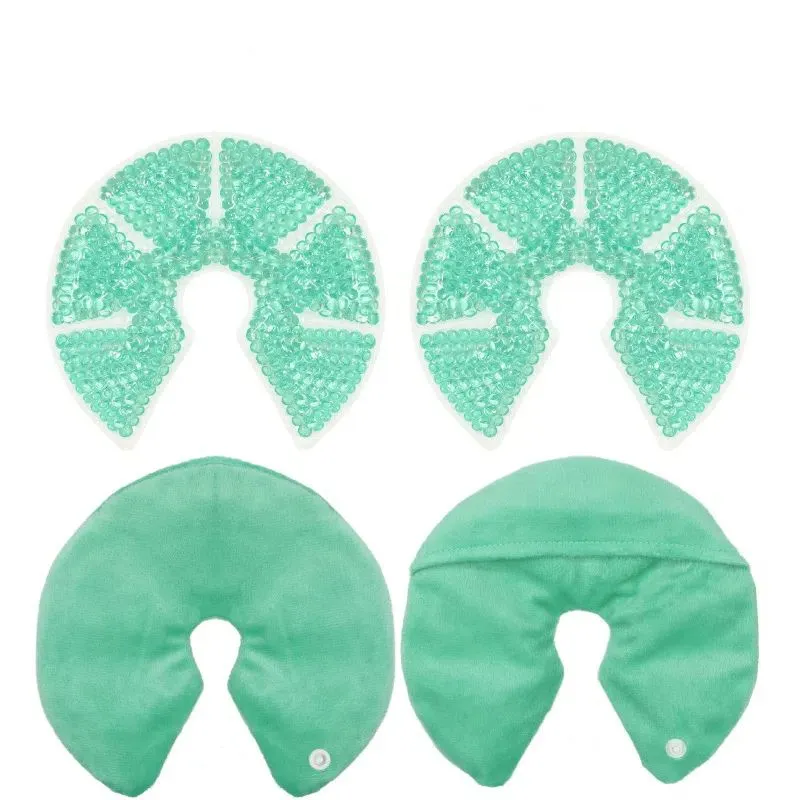 Hot Cold Gel Bead Breast Pack, Breast Ice Packs for Breastfeeding - Green
