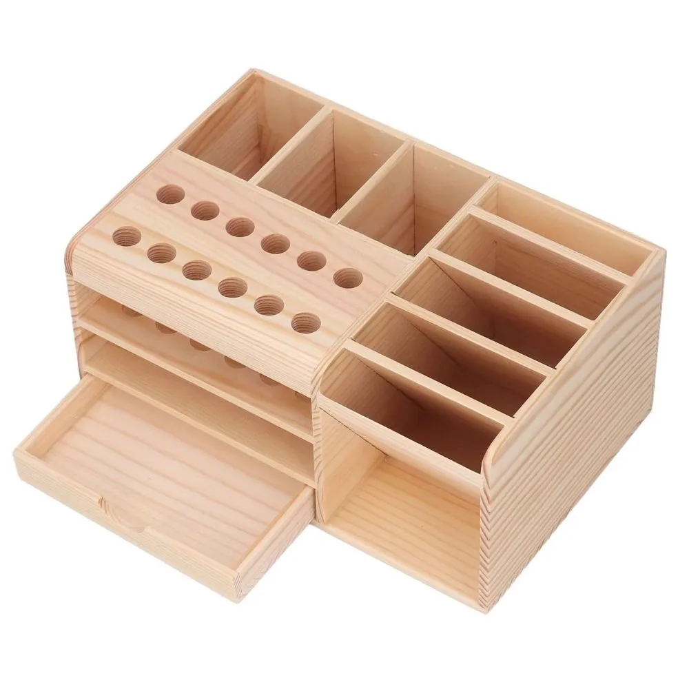 Craft Wooden Desktop Stationery Storage Organiser Box (21cm)